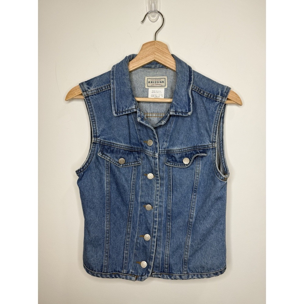 Vintage Denim Jean Vest Small Made in USA Biker Motorcycle Western Rodeo Cowgirl
